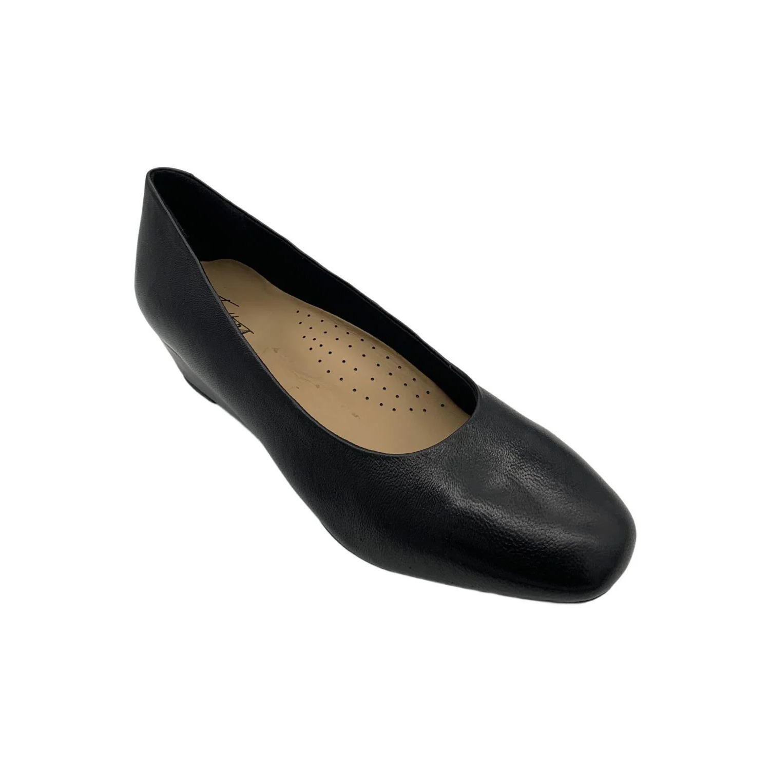 Trotters Women's Denisse Wedged Slip On Leather Flats Black - Medium